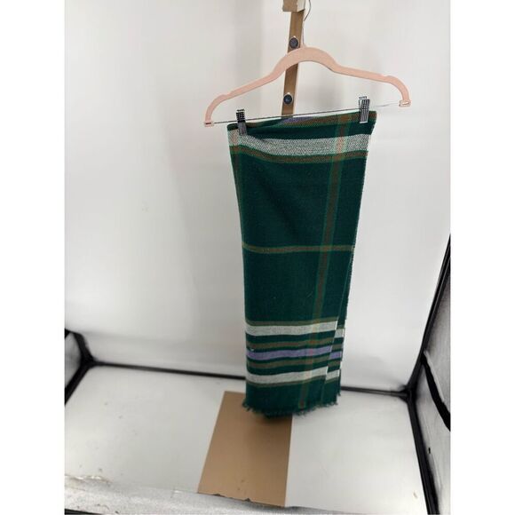 J Jill Green Plaid  Oblong Rectangle Winter Long Scarf - Picture 3 of 6